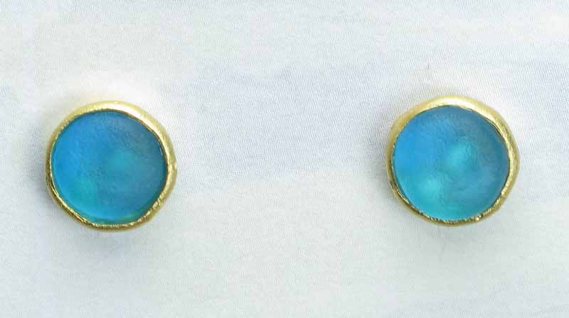 Cast Glass Post Earrings in Turquoise